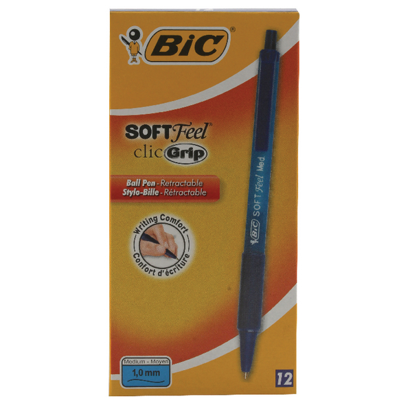 Bic Salon Retractable Ball Pens, Medium, Blue - 12 pens