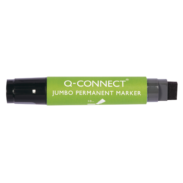 Pack of 10 Q-Connect Black Permanent Marker Pens Chisel Tip KF26042