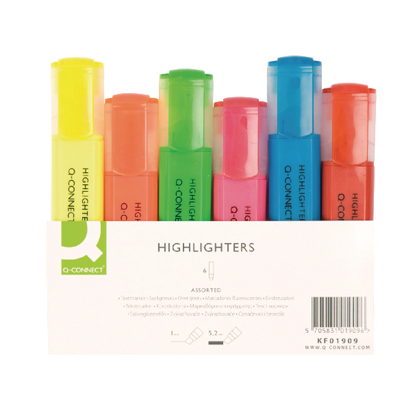 Pack of 10 Q-Connect Yellow Highlighter Pen KF01111 
