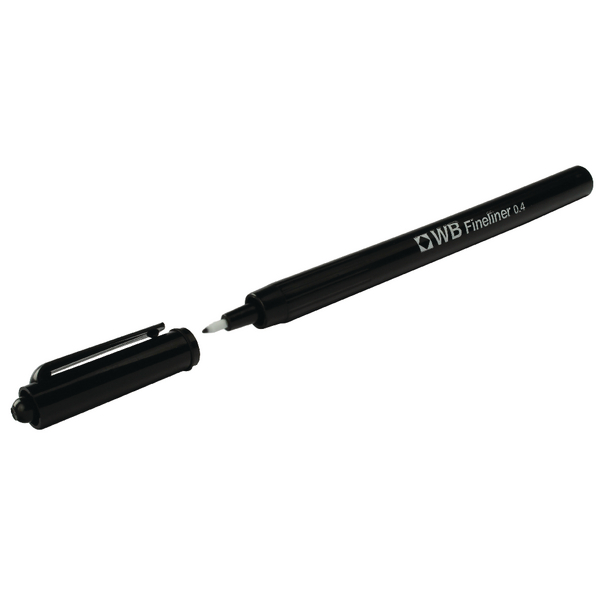 Fineliner 0.4mm Black Pens (Pack of 10)