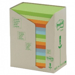 Post-it Note Recycled Tower Pack 76 x 127mm Pastel Rainbow (Pack of 16) 655-1RPT