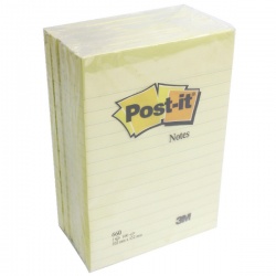 Post-it Notes 102 x 152mm Ruled Feint Canary Yellow (Pack of 6) 660