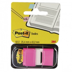 Post-it Bright Pink Index Tabs 25mm (12 Packs of 50) 680-21