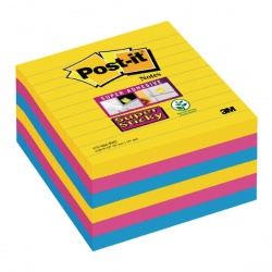 Post-it Notes Super Sticky XL Lined 101 x 101mm Rio (Pack of 6) 675-SS6-RIO