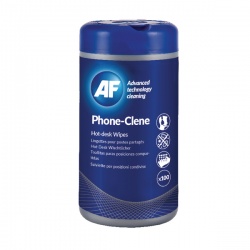AF Phone-Clene Telephone Hygiene Wipes Tub (Pack of 100) APHC100T