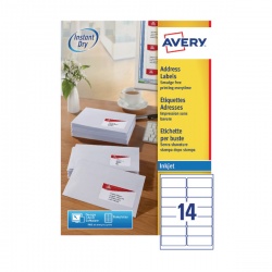 Avery QuickDRY Inkjet Label 99.1x38.1mm 14 per Sheet (Pack of 100) J8163-100
