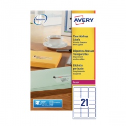 Avery Laser Labels 63.5x38.1 Clear (Pack of 25) L7560-25