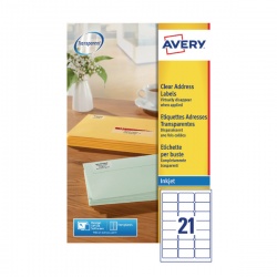 Avery Clear I/Jet Labels 63.5x38.1 21/Sheet