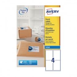 Avery QuickDRY Inkjet Label 139x99.1mm 4 per Sheet 4TV (Pack of 100) White J8169-100