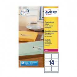 Avery Laser Labels 99.1x38.1 Clear (Pack of 25) L7563S