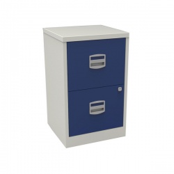 Bisley A4 Personal Filing 2 Drawer Lockable Grey and Blue BY58252