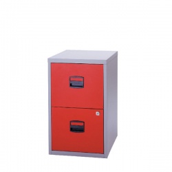 Bisley A4 Personal Filing Cabinet 2 Drawer Lockable Grey and Red BY59449