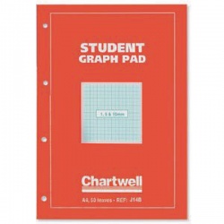 Chartwell A4 Graph Pad 50 Leaf 1/5/10mm J14B