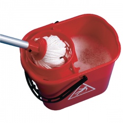 Red Plastic Mop Bucket with Wringer 15 Litre SM15RD