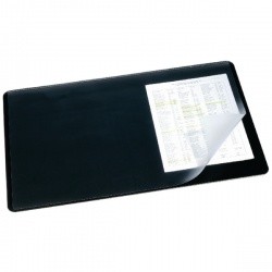 Durable Black Desk Mat with Transparent Overlay 400x530mm 7202/01