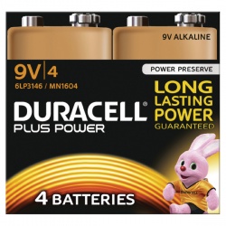 Duracell Plus Battery 9V (Pack of 4) 81275463