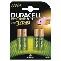 Duracell Stay Charged Rechargeable AAA NiMH 750mAh Batteries (Pack of 4) 81364750