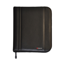 Monolith Black Leather-Look Zipped A4 Folio Case 2754