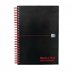 Black n' Red™ Wirebound Card Cover A5 Notebook 100 Pages Ruled Feint (Pack of 10) D66369