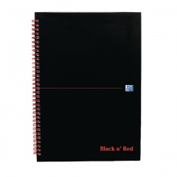 Black n Red Wiro A4 Notebook Quadrille (Pack of 5) 846350102