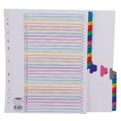 Concord Index 1-31 A4 Extra-Wide For Punched Pocket White With Multi-Colour Tabs 10001/Cs100