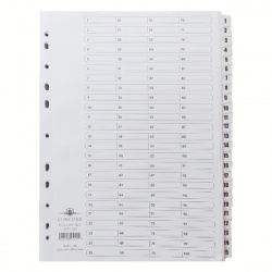 Concord Classic Index 1-100 A4 White Board With Clear Mylar Tabs 05701/Cs57