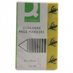 Q-Connect Quick Signature Markers Yellow 20 x 50mm (Pack of 160) KF01979