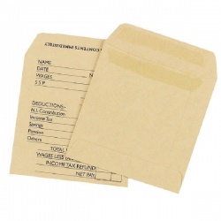 Q-Connect Wage Envelope 108 x 102mm Printed 90gsm Manilla Self Seal (Pack of 1000) KF3430