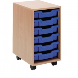 Jemini Mobile Storage Unit 6 Blue Trays Beech KF72338