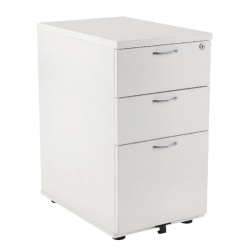 Jemini 3 Drawer Desk High Pedestal W400 x D600 x H730mm White KF74149