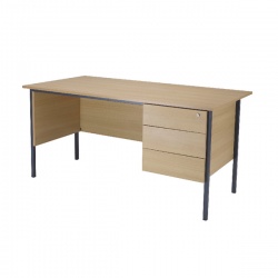 Jemini Ferrera Oak 1500mm Four Leg Desk with Three Drawer Pedestal KF838378