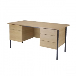 Jemini Ferrera Oak 1500mm Four Leg Desk with Double Pedestal KF838380