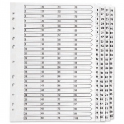 Q-Connect Index A4 Multi-Punched 1-100 Reinforced White Board Clear Tabbed KF97059