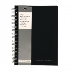 Pukka Wirebound A5 Notebook Wirebound Hardback Feint Ruled with Margin 160 Pages Black SBWRULA5