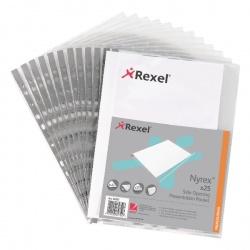 Rexel Nyrex Side Presentation Pockets A4 (Pack of 25) 12203