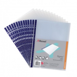 Rexel Nyrex Pocket PVC Open Top Clear (Pack of 25) NPRA4 12233