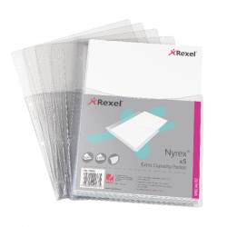 Rexel Nyrex Heavy Duty Extra Capacity Pocket A4 Clear (Pack of 5) 13680