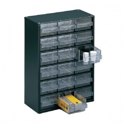 Storage Cabinet Clear 18 Drawer System Dark Grey 324117