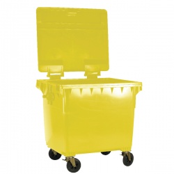 Yellow Wheeled 1100 Litre Bin with Flat Lid 377397