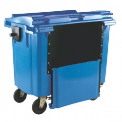 Blue 1100 Litre Wheeled Bin with Drop Down Front and Flat Lid 377974