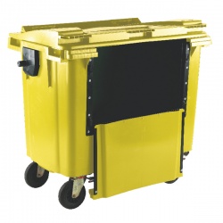 Yellow 1100 Litre Wheeled Bin with Drop Down Front and Flat Lid 377977