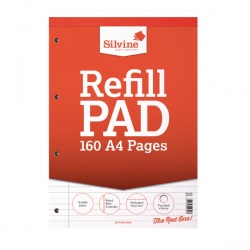 Silvine Refill A4 Pad Punched 4 Hole Headbound 80 Leaf Ruled Feint and Margin (Pack of 6) A4RPFM
