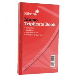 Silvine Triplicate Memo Book 210x127mm (Pack of 6) 605