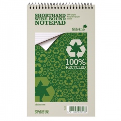 Silvine Spiral Bound Shorthand Notebook Recycled 127x203mm 80 Leaf Ruled (Pack of 12) RE160-T