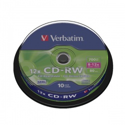 Verbatim CD-RW Datalife Plus 80minutes 8-12X Hi-Speed Spindle (Pack of 10) 43480
