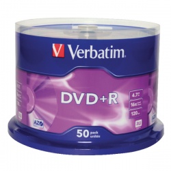 Verbatim DVD+R 16X Non-Printable Spindle (Pack of 50) 43550