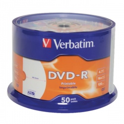 Verbatim 4.7GB 4x Speed Spindle DVD+RW (Pack of 50) 43488