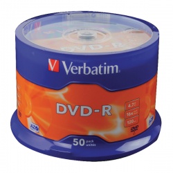 Verbatim 4.7GB 16x Speed Spindle DVD+R (Pack of 50) 43500