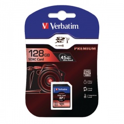 Verbatim Premium SDXC Memory Card Class 10 UHS-I U1 128GB 44025